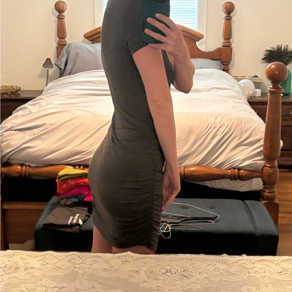 Gray Ruched Bodycon Dress - Picture 3 of 3